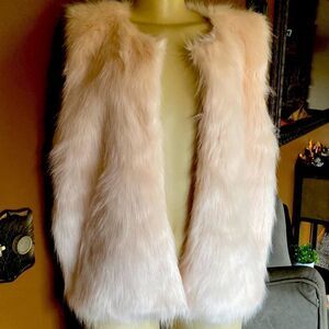 Pink faux Fur vest coat jacket Large